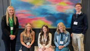 Five high school seniors pose together at the 2026 Franklin B. Walter All-Scholastic Awards Program.